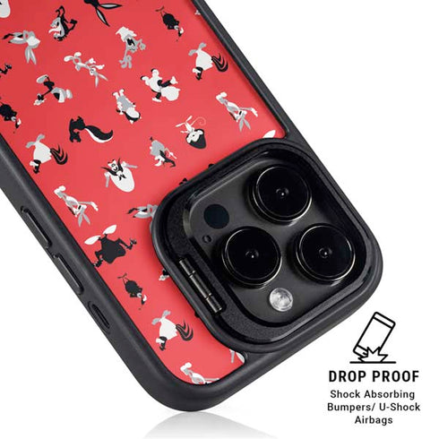 Looney Tunes Identity Red Pattern iPhone 15 Pro Kickstand Case